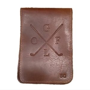 Fine Leather Golf Score Card Holder Log USA